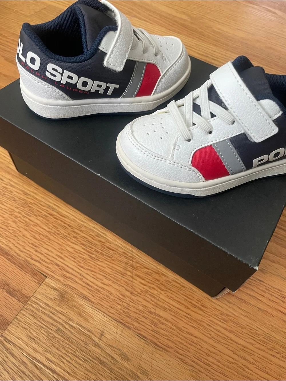 Kids White Navy Red Athletic Sneakers - Comfortable Everyday Play Shoes